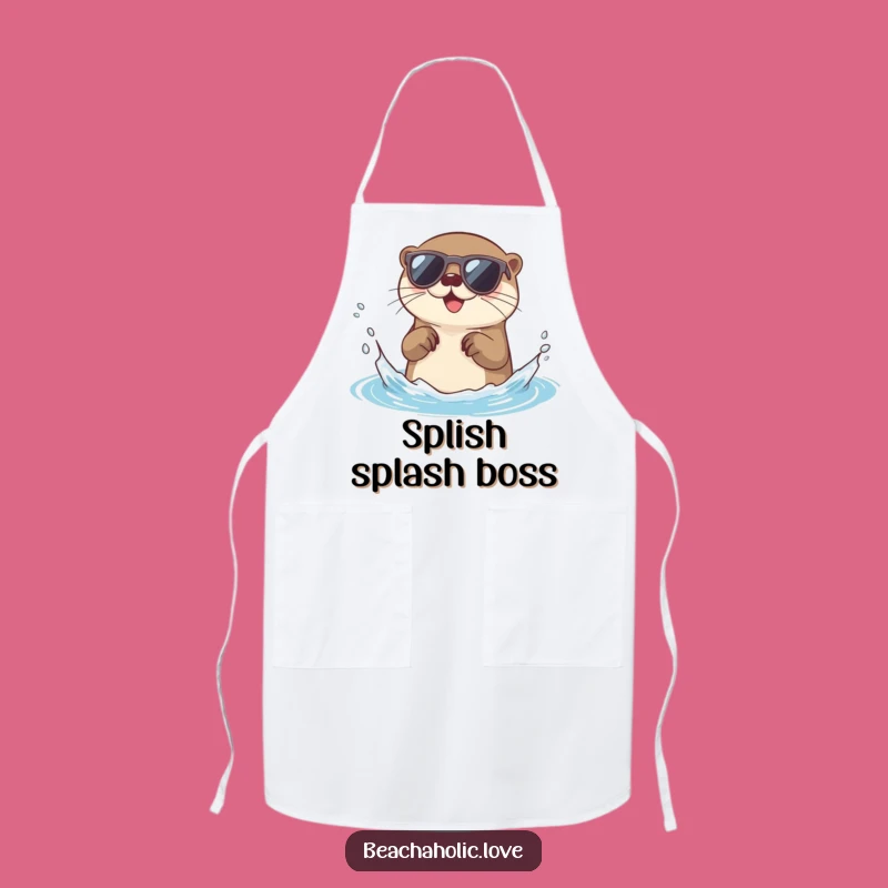 Funny Otter Apron: Chef Otter with Sunglasses, Playful Splash Kitchen, Perfect Funny Gift