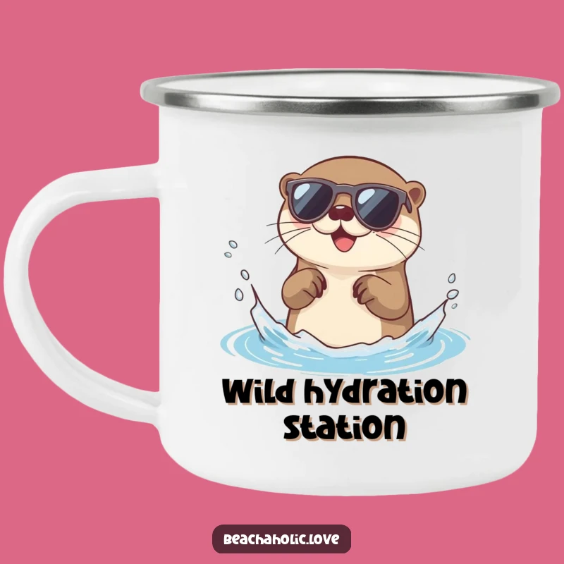 Funny Otter Camping Mug: Durable Otter in Sunglasses, Splash Design, Essential Funny Gift