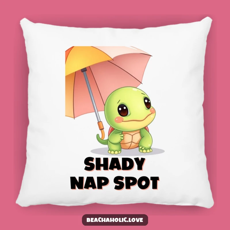 Funny Turtle Pillow: Cute Turtle with Umbrella, Beach Comfort, Comfy Funny Gift