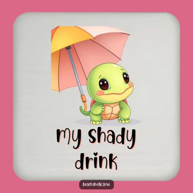 Funny Turtle Coaster: Turtle Behind Umbrella, Protects Surface, Funny Gift Set