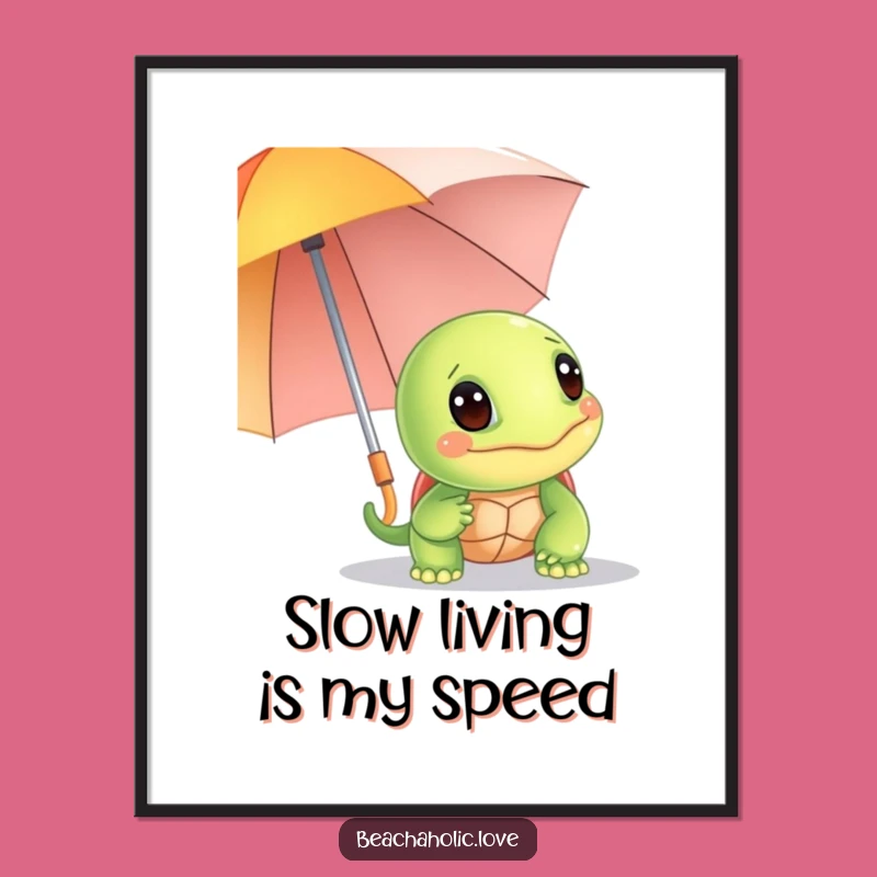 Funny Free Printable Wall Art: Turtle Umbrella Peek - Whimsical Decor Download