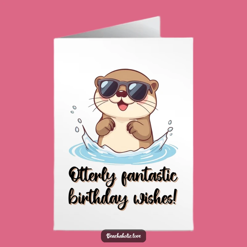 Free Printable Birthday Card: Funny Otter Splashing Sunglasses - Instant Download Gift