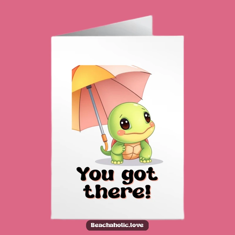 Free Printable Congrats Card: Turtle Umbrella - Happy Surprise Download