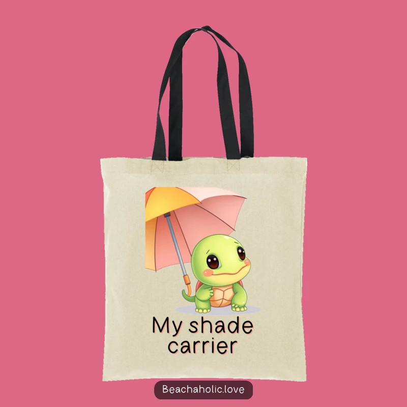 Funny Turtle Tote Bag: Chic Turtle with Umbrella, Beach Style, Great Funny Gift Idea